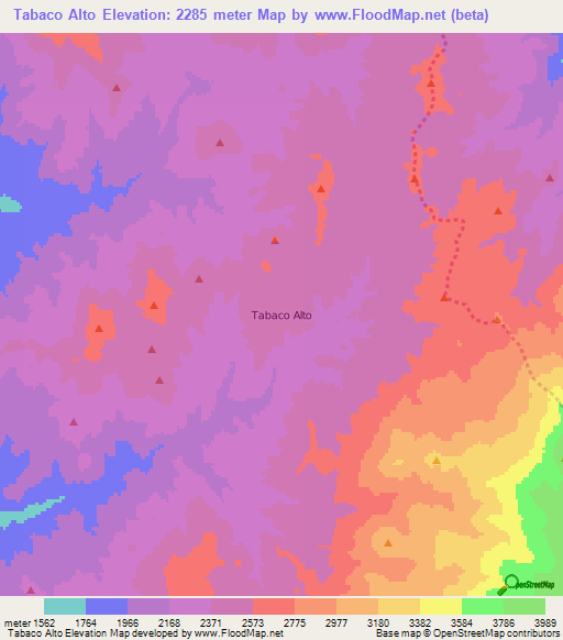 Tabaco Alto,Chile Elevation Map