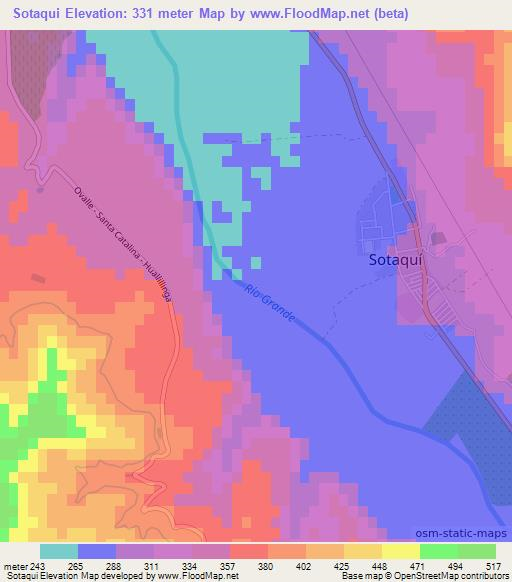 Sotaqui,Chile Elevation Map