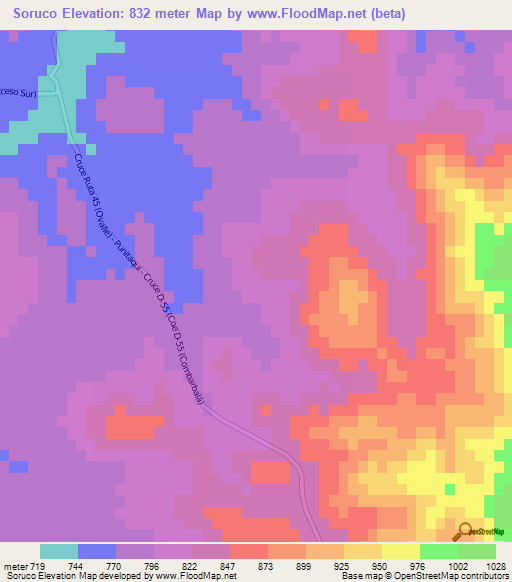 Soruco,Chile Elevation Map