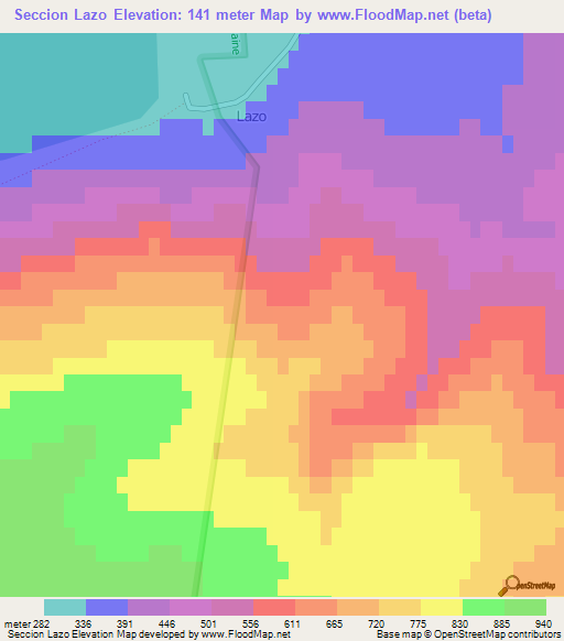 Seccion Lazo,Chile Elevation Map