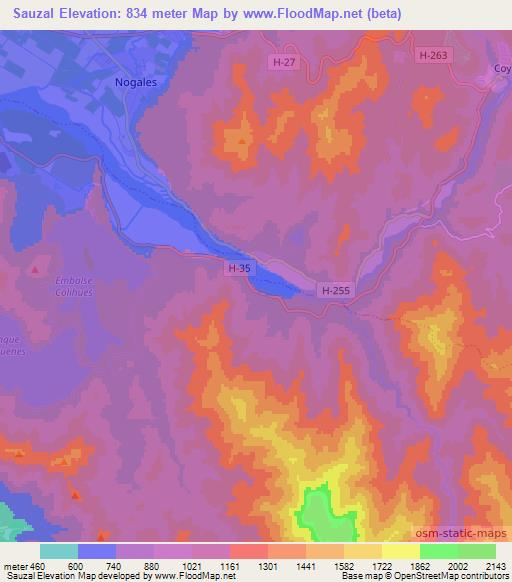 Sauzal,Chile Elevation Map