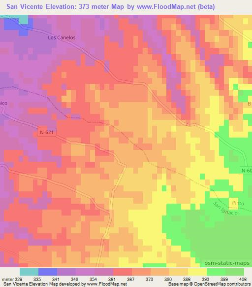 San Vicente,Chile Elevation Map