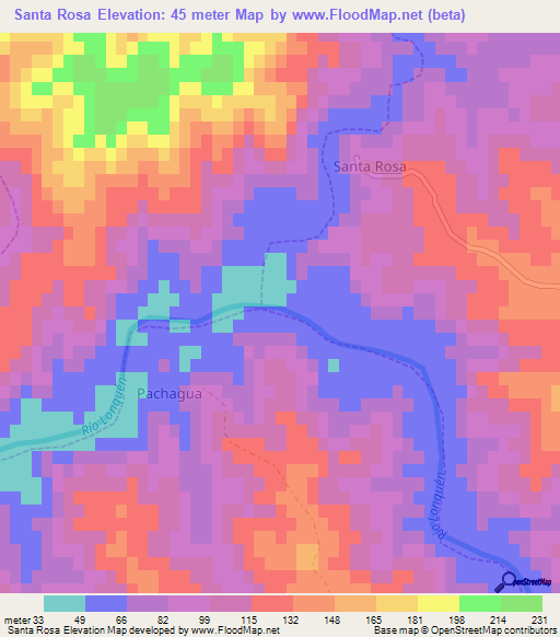 Santa Rosa,Chile Elevation Map
