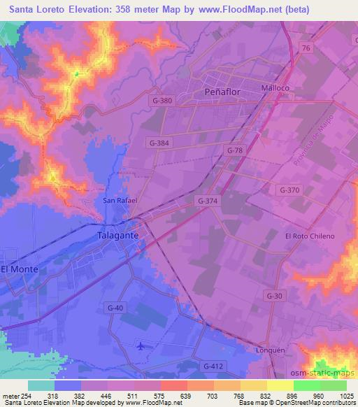 Santa Loreto,Chile Elevation Map