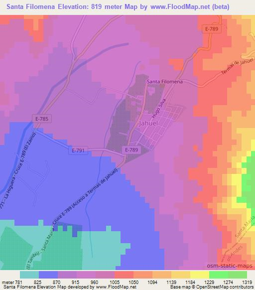 Santa Filomena,Chile Elevation Map