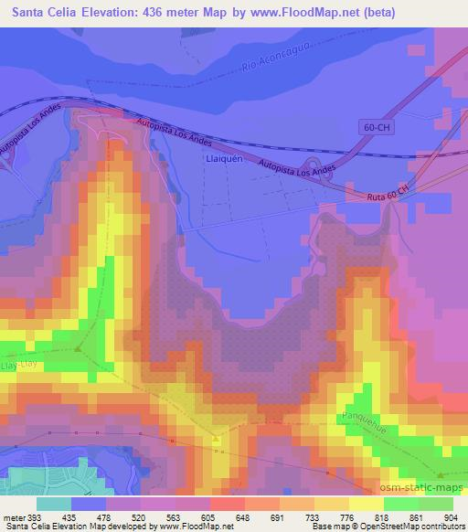 Santa Celia,Chile Elevation Map