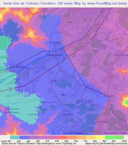 Santa Ana de Trebulco,Chile Elevation Map