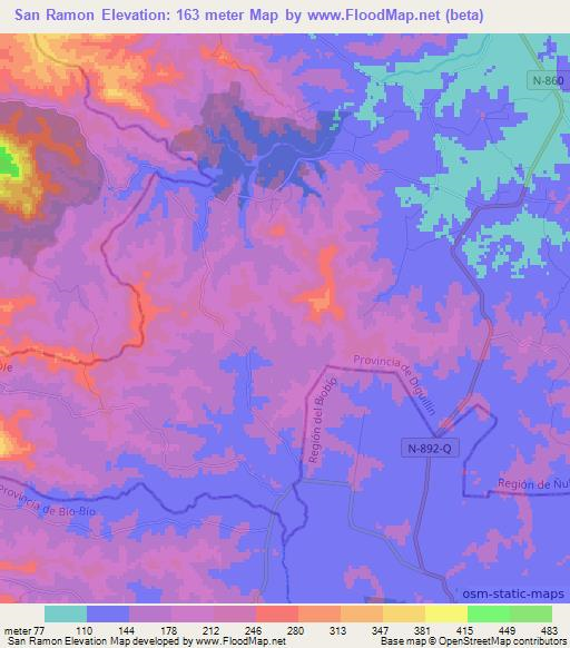 San Ramon,Chile Elevation Map