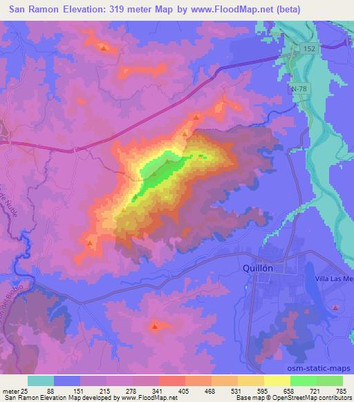 San Ramon,Chile Elevation Map