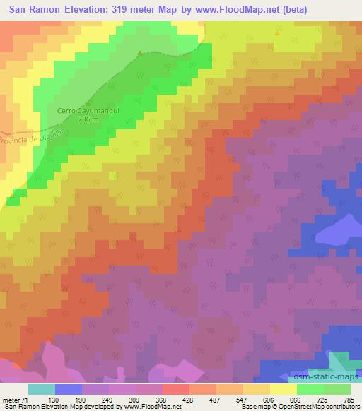 San Ramon,Chile Elevation Map