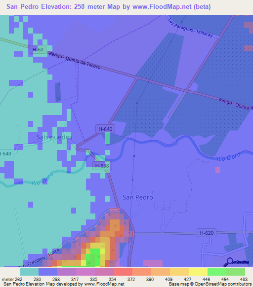 San Pedro,Chile Elevation Map