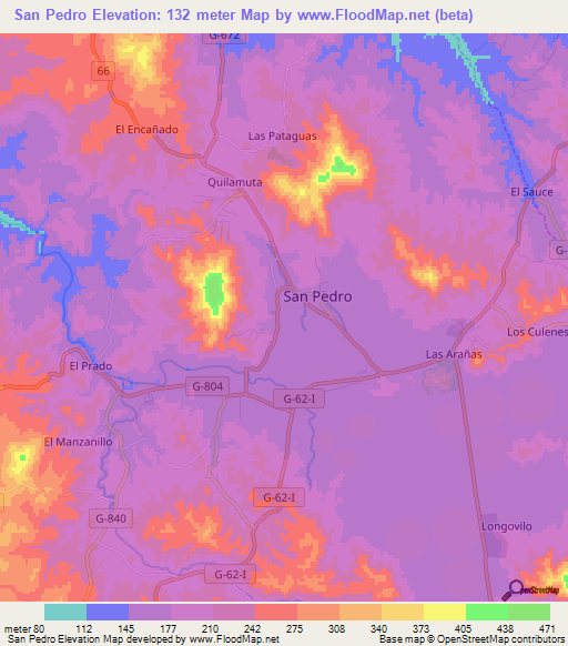 San Pedro,Chile Elevation Map
