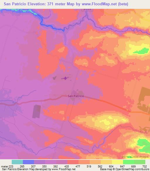 San Patricio,Chile Elevation Map