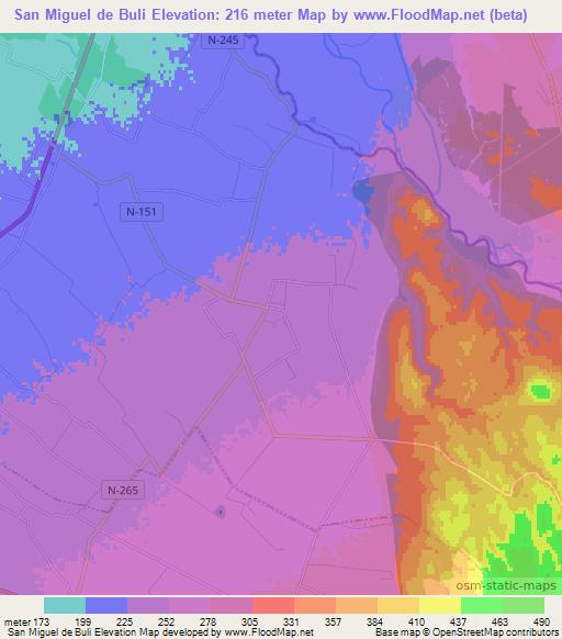 San Miguel de Buli,Chile Elevation Map