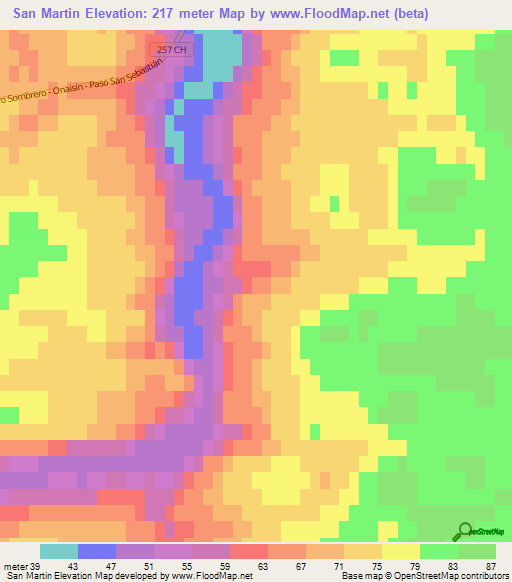 San Martin,Chile Elevation Map
