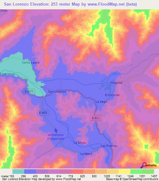 San Lorenzo,Chile Elevation Map