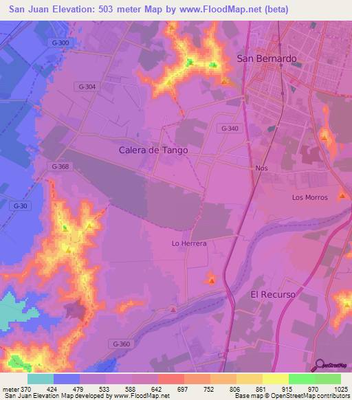 San Juan,Chile Elevation Map
