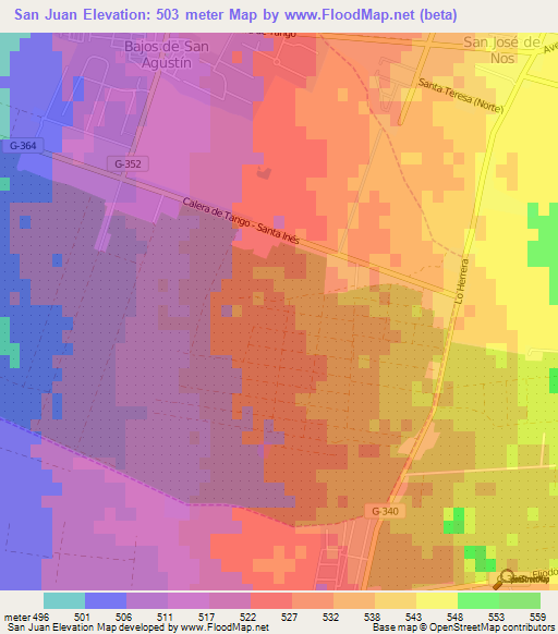 San Juan,Chile Elevation Map