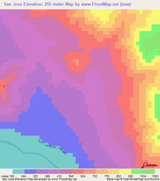 San Jose,Chile Elevation Map