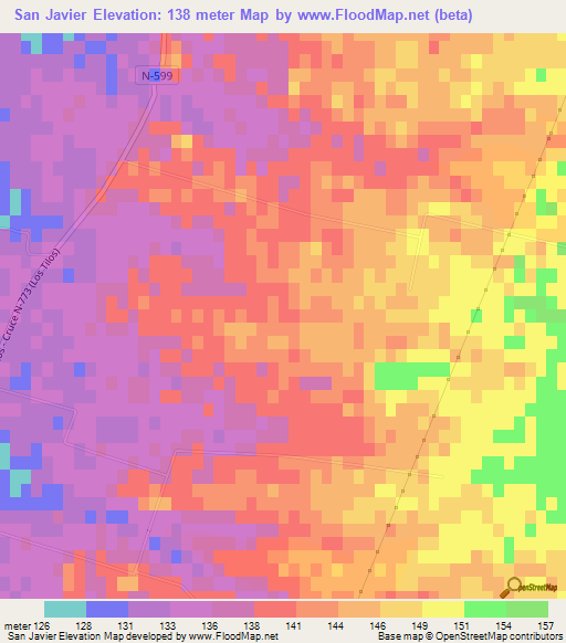 San Javier,Chile Elevation Map