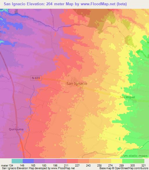 San Ignacio,Chile Elevation Map