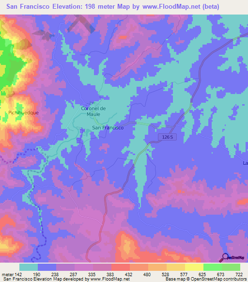 San Francisco,Chile Elevation Map