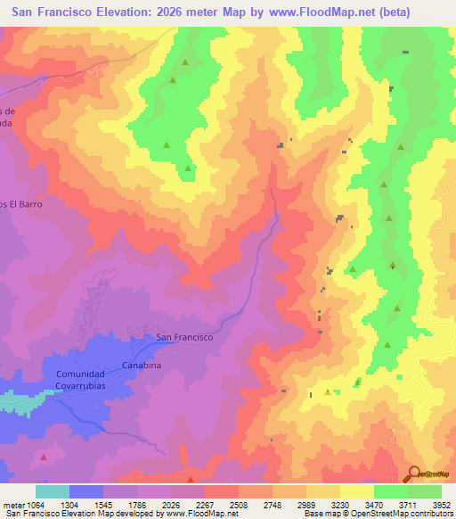 San Francisco,Chile Elevation Map
