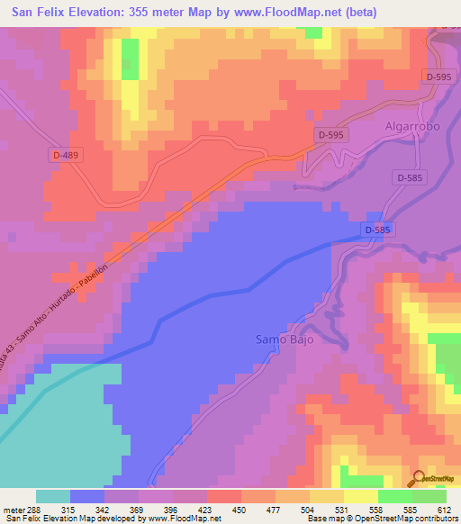 San Felix,Chile Elevation Map