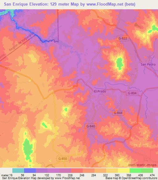 San Enrique,Chile Elevation Map