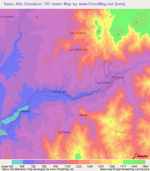 Samo Alto,Chile Elevation Map