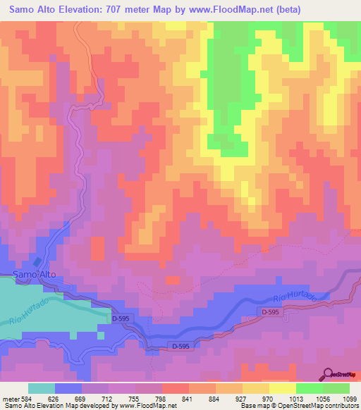 Samo Alto,Chile Elevation Map
