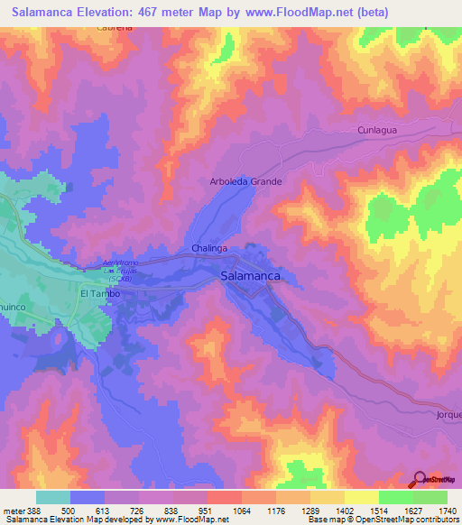 Salamanca,Chile Elevation Map
