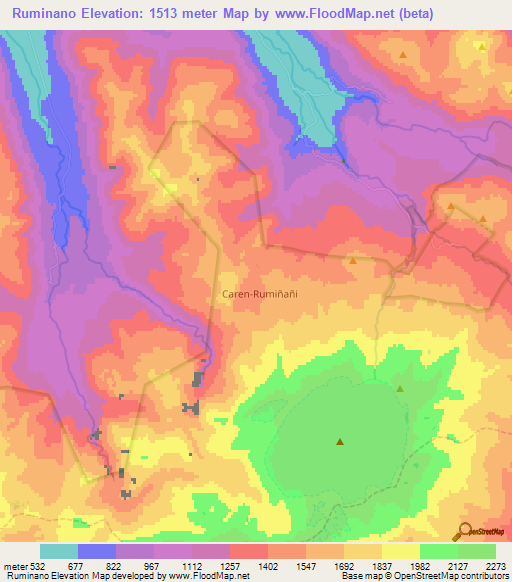 Ruminano,Chile Elevation Map