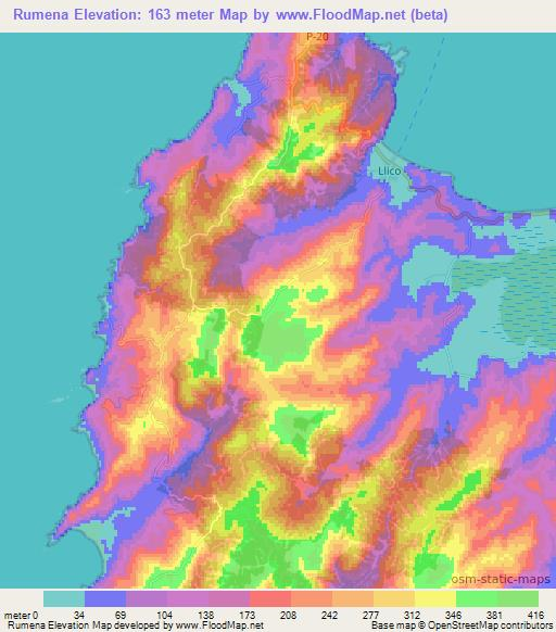 Rumena,Chile Elevation Map