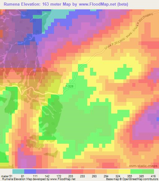 Rumena,Chile Elevation Map