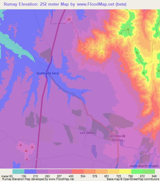 Rumay,Chile Elevation Map