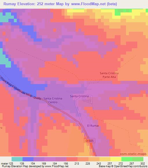 Rumay,Chile Elevation Map