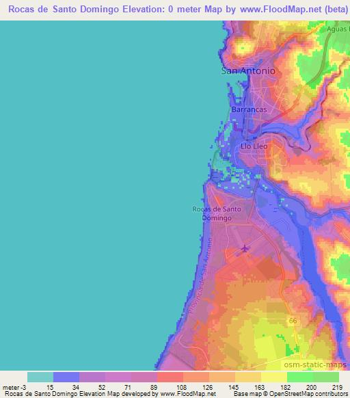 Rocas de Santo Domingo,Chile Elevation Map