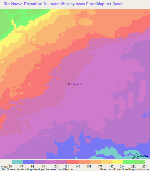 Rio Nuevo,Chile Elevation Map