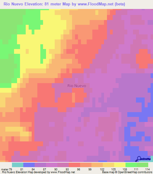 Rio Nuevo,Chile Elevation Map