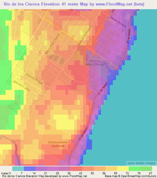 Rio de los Ciervos,Chile Elevation Map