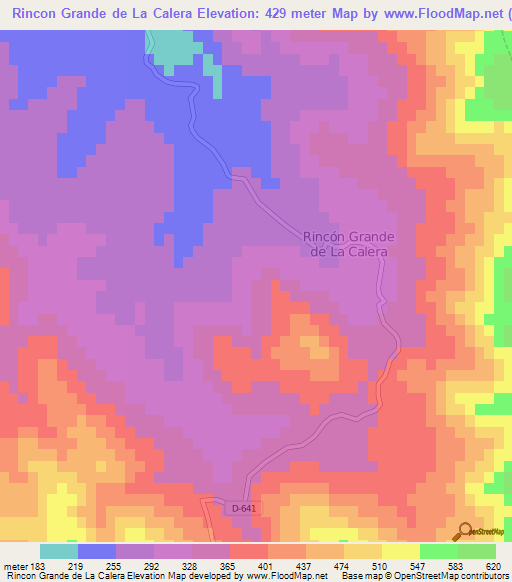 Rincon Grande de La Calera,Chile Elevation Map