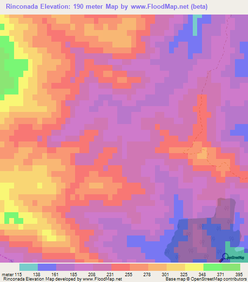 Rinconada,Chile Elevation Map