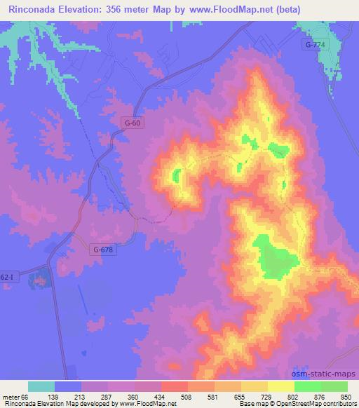 Rinconada,Chile Elevation Map