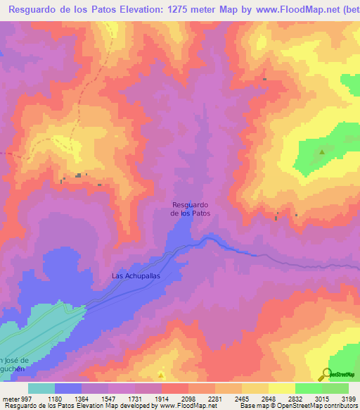 Resguardo de los Patos,Chile Elevation Map