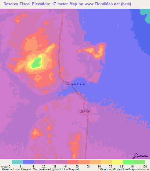 Reserva Fiscal,Chile Elevation Map