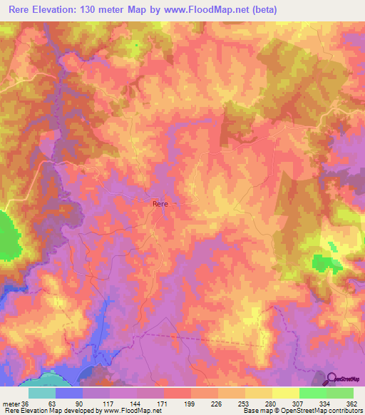 Rere,Chile Elevation Map