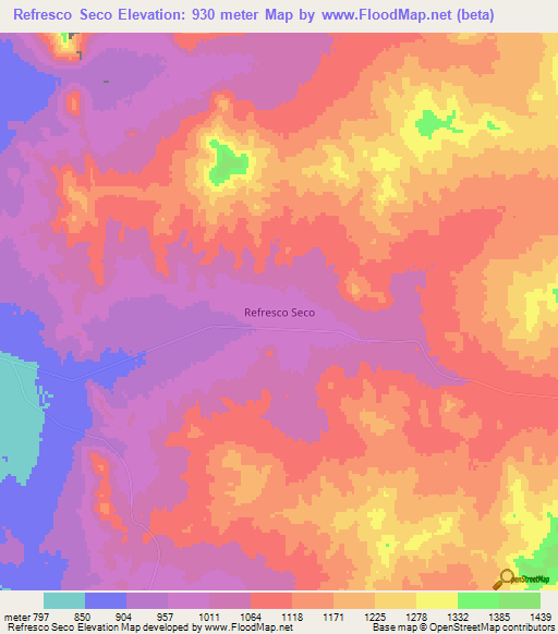 Refresco Seco,Chile Elevation Map