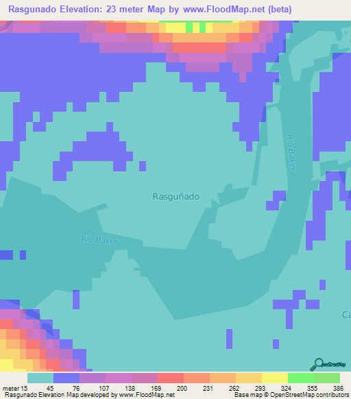 Rasgunado,Chile Elevation Map