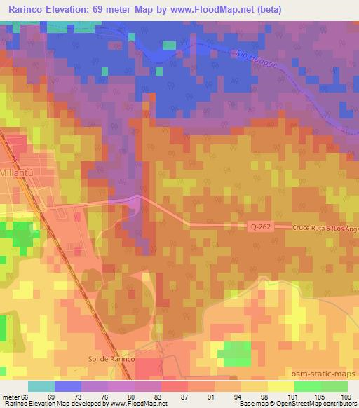 Rarinco,Chile Elevation Map